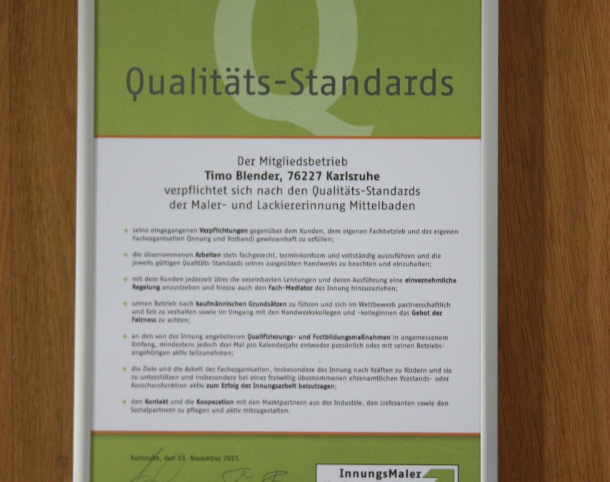 Wir verpflichten uns Qualitäts-Standards!